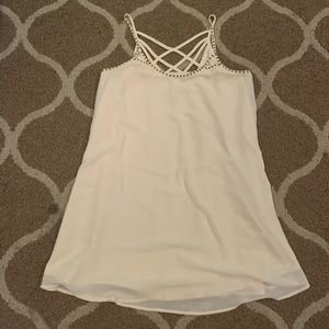 Cream Beaded Detailed Tank Dress